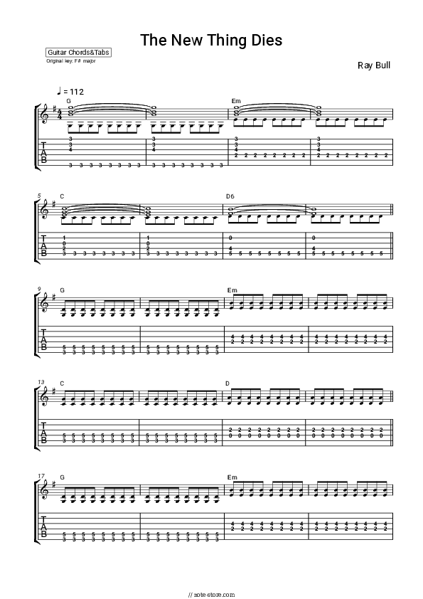 The New Thing Dies - Ray Bull Chords and Tabs - Guitar.Chords&Tabs