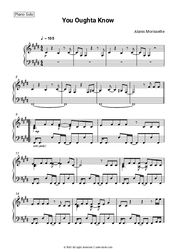 You Oughta Know - Alanis Morissette Piano Sheet Music - Piano.Solo