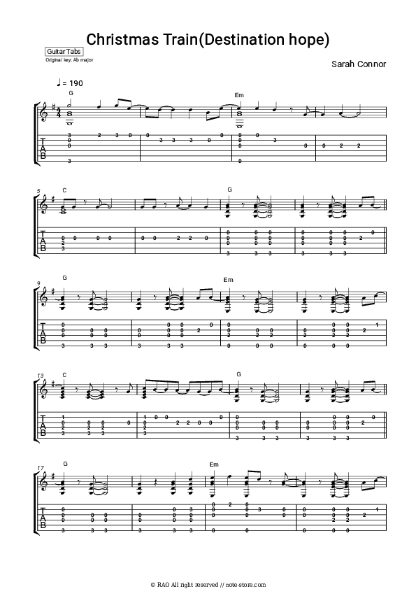 Christmas Train (Destination Hope) - Sarah Connor Tabs - Guitar.Tabs