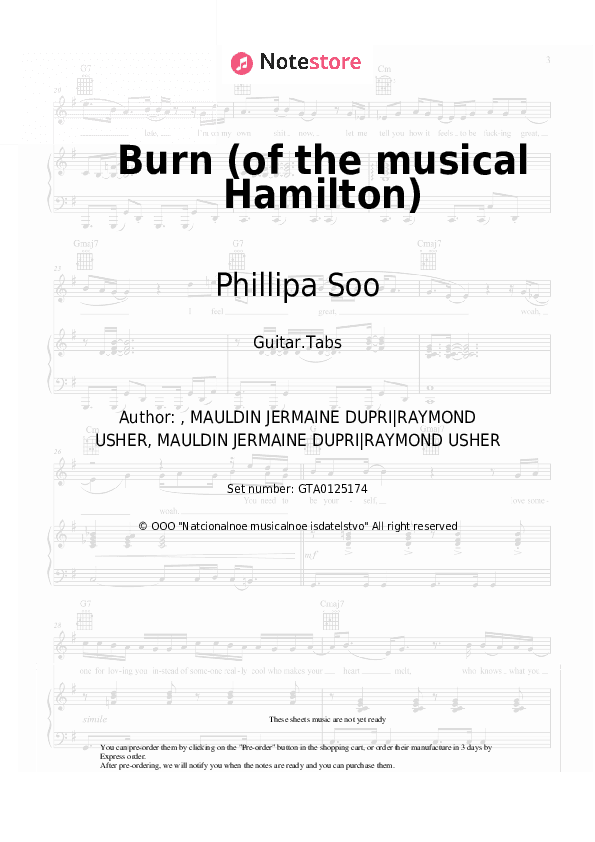 Burn (of the musical Hamilton) - Phillipa Soo Tabs - Guitar.Tabs