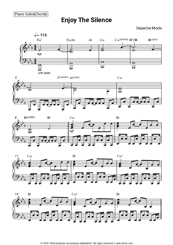 Enjoy the Silence - Depeche Mode Piano Sheet Music and Chords - Piano.Solo&Chords