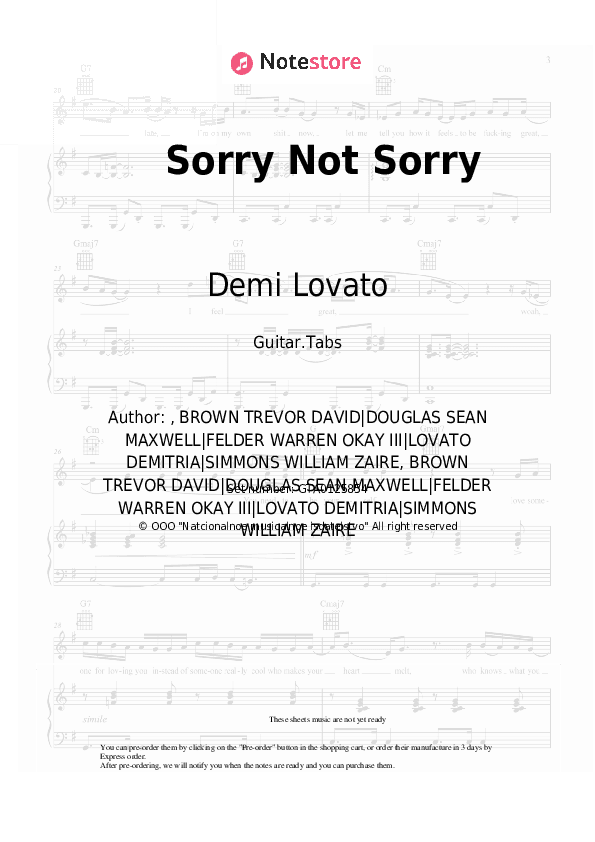 Sorry Not Sorry - Demi Lovato Tabs - Guitar.Tabs