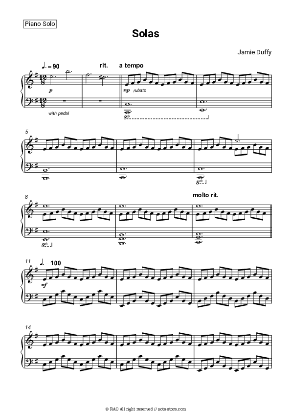 Solas - Jamie Duffy Piano Sheet Music - Piano.Solo