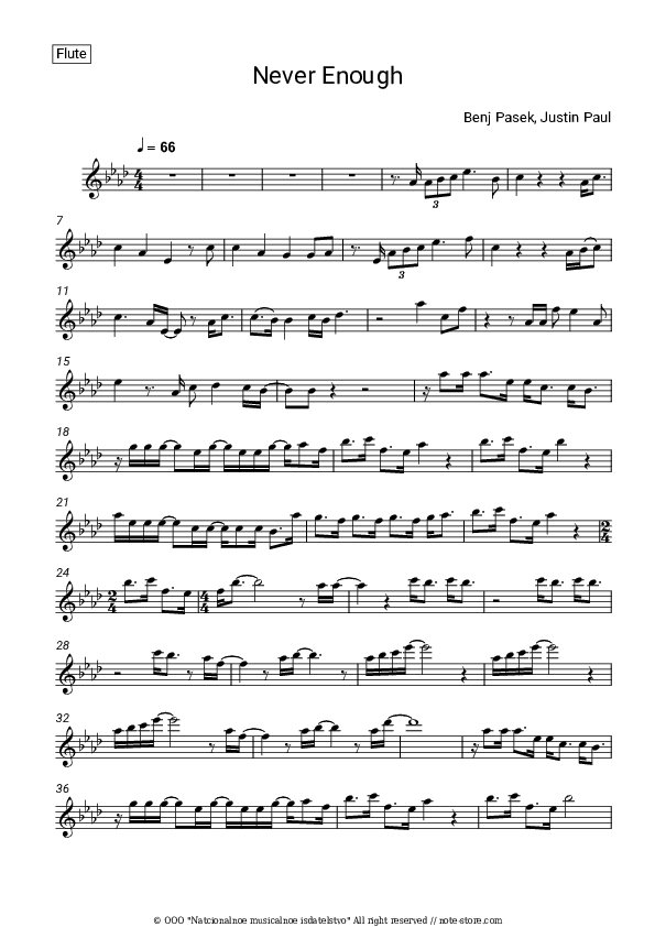 Never Enough - Loren Allred Flute Sheet Music - Flute