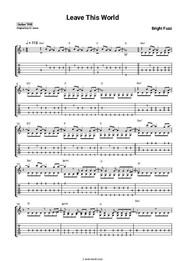 Leave This World - Bright Fuzz Tabs - Guitar.Tabs