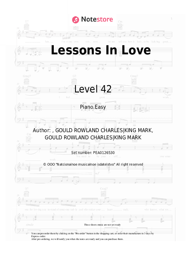 Lessons In Love - Level 42 Piano Sheet Music Easy - Piano.Easy