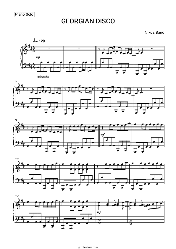 GEORGIAN DISCO - Nikos Band Piano Sheet Music - Piano.Solo