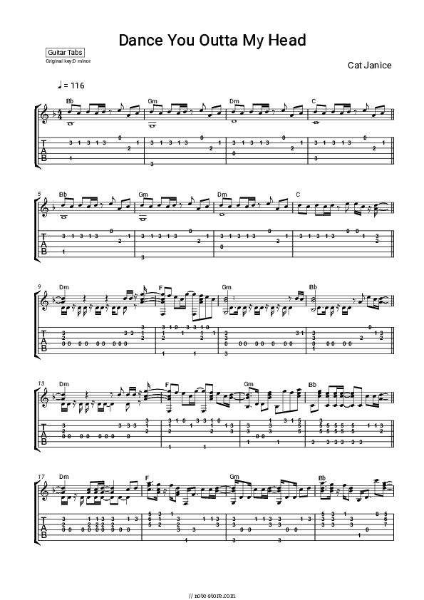 Dance You Outta My Head - Cat Janice Tabs - Guitar.Tabs