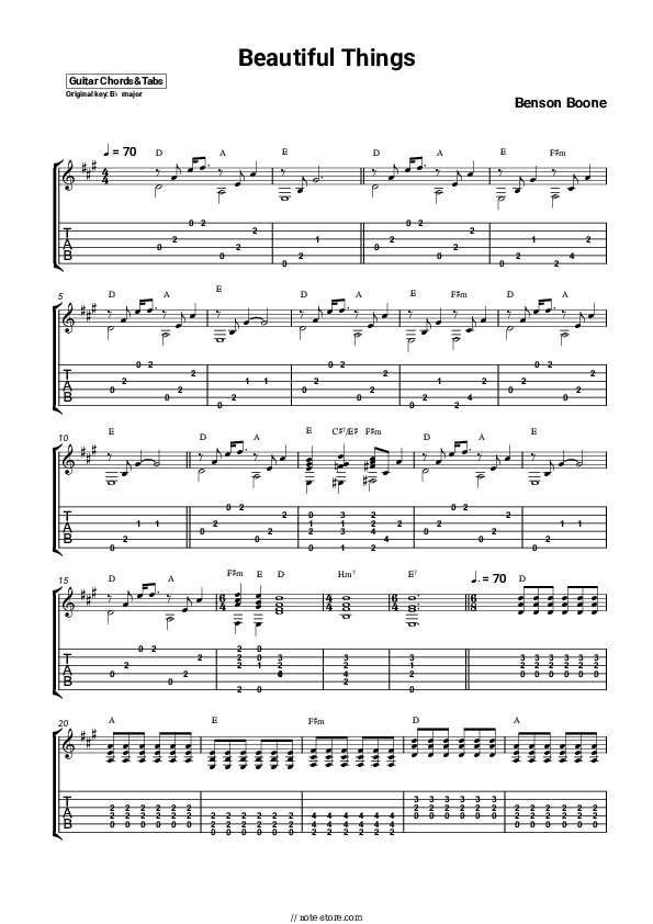 Beautiful Things - Benson Boone Chords and Tabs - Guitar.Chords&Tabs