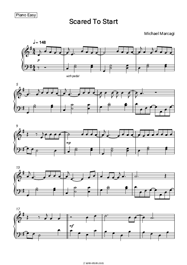 Scared To Start - Michael Marcagi Piano Sheet Music Easy - Piano.Easy