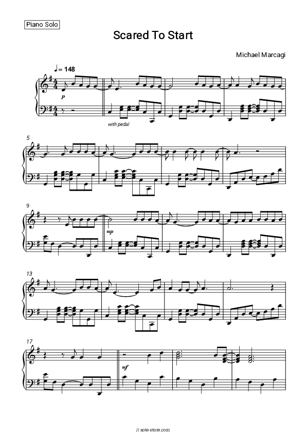 Scared To Start - Michael Marcagi Piano Sheet Music - Piano.Solo