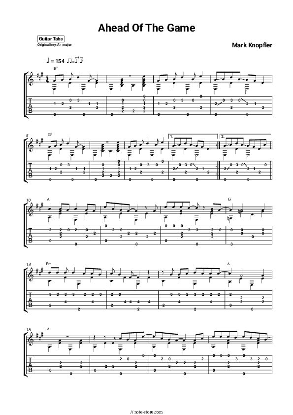 Ahead Of The Game - Mark Knopfler Tabs - Guitar.Tabs