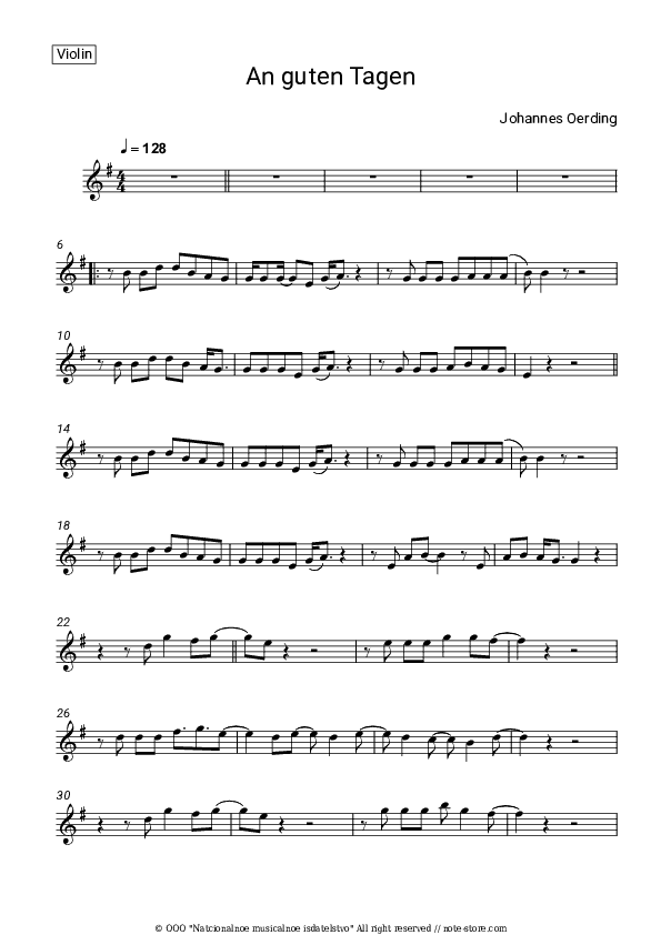 An guten Tagen - Johannes Oerding Violin Sheet Music - Violin