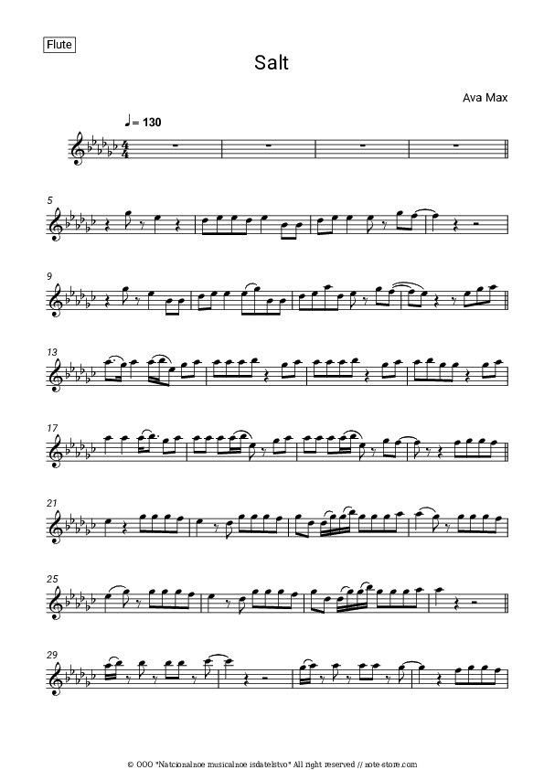 Salt - Ava Max Flute Sheet Music - Flute