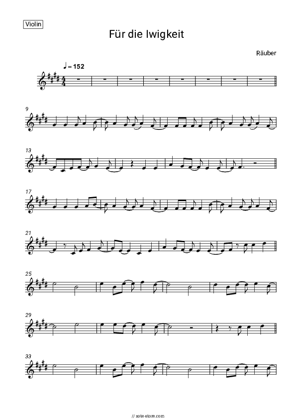 Für die Iwigkeit - Räuber Violin Sheet Music - Violin