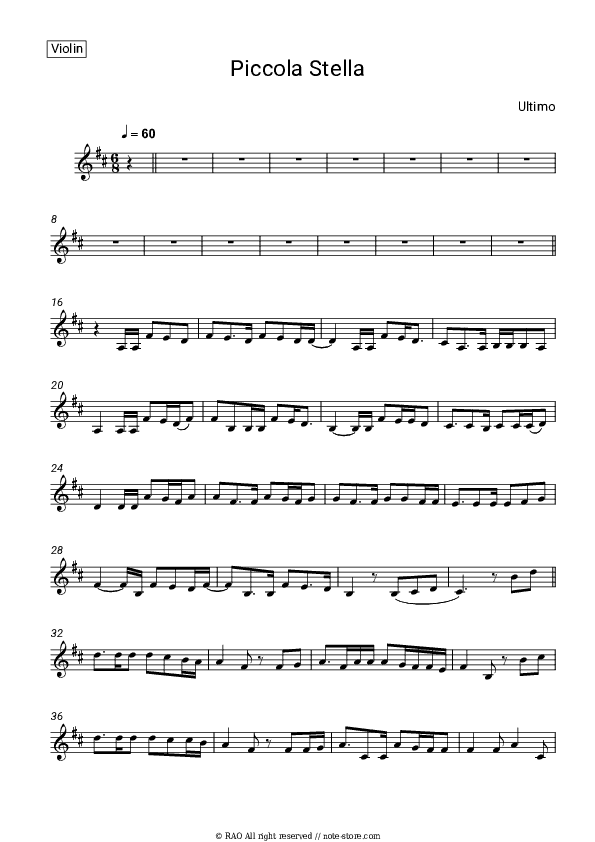 Piccola stella - Ultimo Violin Sheet Music - Violin