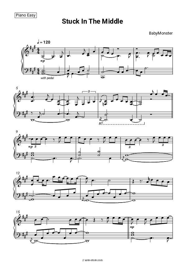 Stuck In The Middle - BabyMonster Piano Sheet Music Easy - Piano.Easy