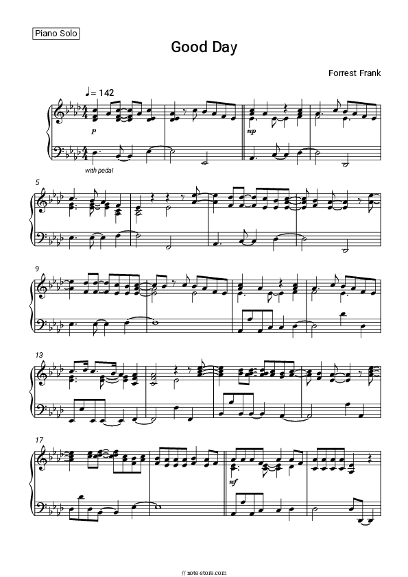 Good Day - Forrest Frank Piano Sheet Music - Piano.Solo
