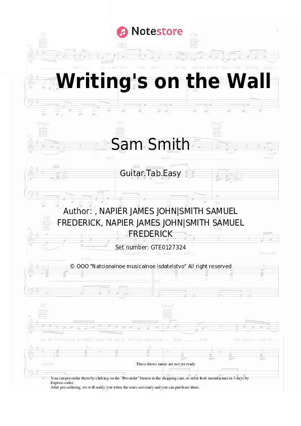 Writing's on the Wall - Sam Smith Tabs Easy - Guitar.Tab.Easy