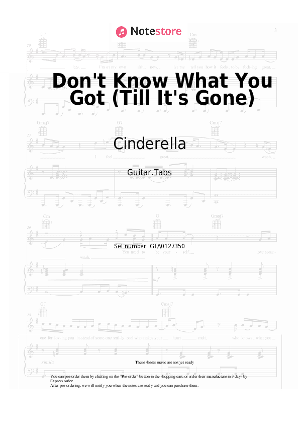 Don't Know What You Got (Till It's Gone) - Cinderella Tabs - Guitar.Tabs