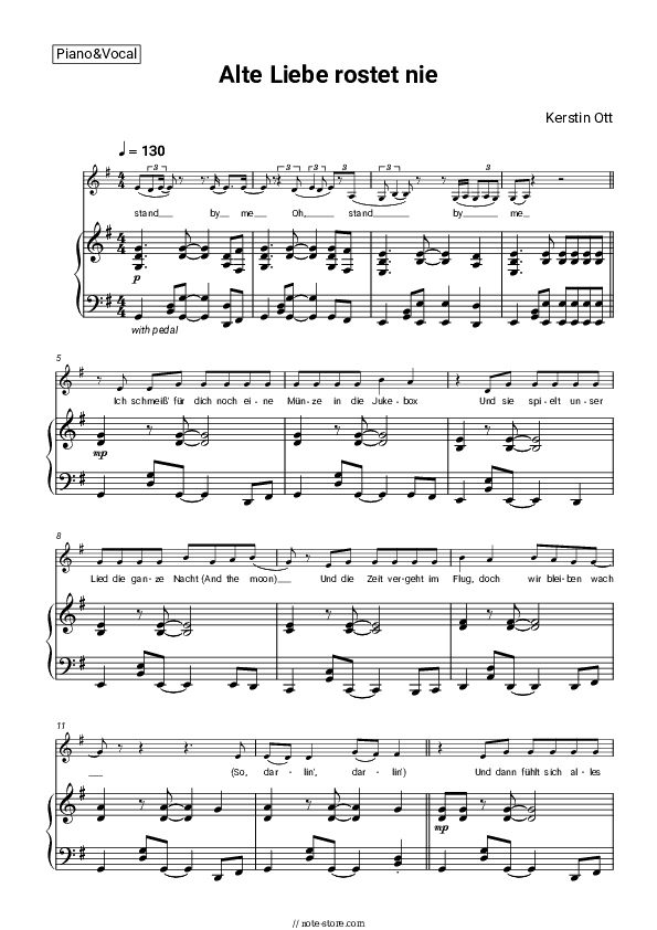 Alte Liebe rostet nie - Kerstin Ott Piano Sheet Music with the Voice part - Piano&Vocal