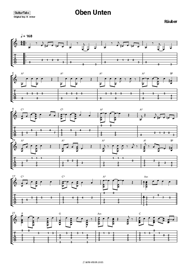 Oben Unten - Räuber Tabs - Guitar.Tabs
