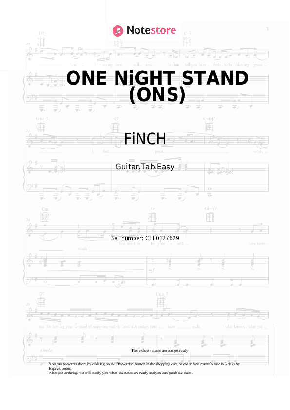 ONE NiGHT STAND (ONS) - FiNCH, Katja Krasavice, Luca-Dante Spadafora, Niklas Dee Tabs Easy - Guitar.Tab.Easy
