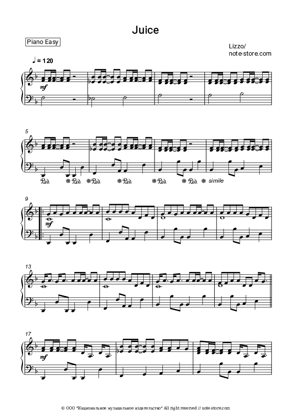 Juice - Lizzo Piano Sheet Music Easy - Piano.Easy