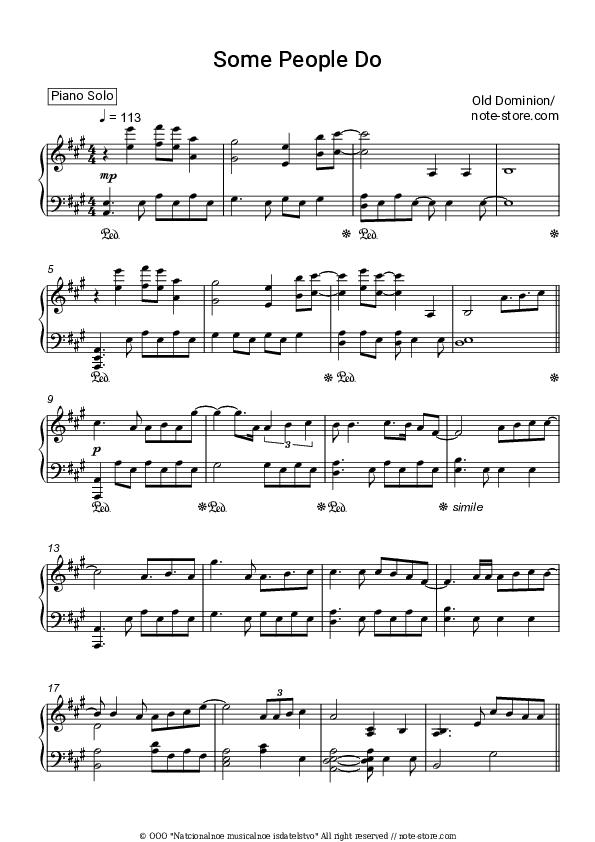 Some People Do - Old Dominion Piano Sheet Music - Piano.Solo