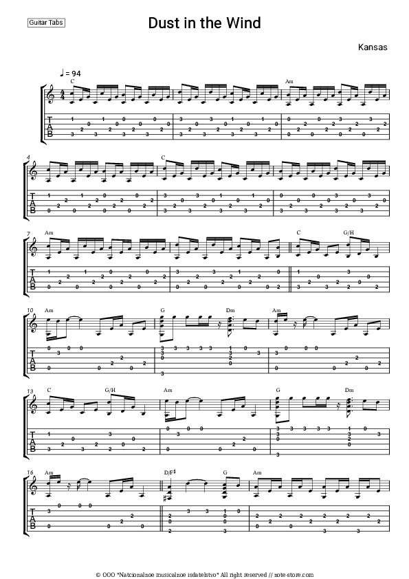 Dust In the Wind - Kansas Tabs - Guitar.Tabs