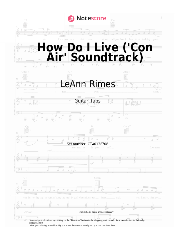 How Do I Live ('Con Air' Soundtrack) - LeAnn Rimes Tabs - Guitar.Tabs