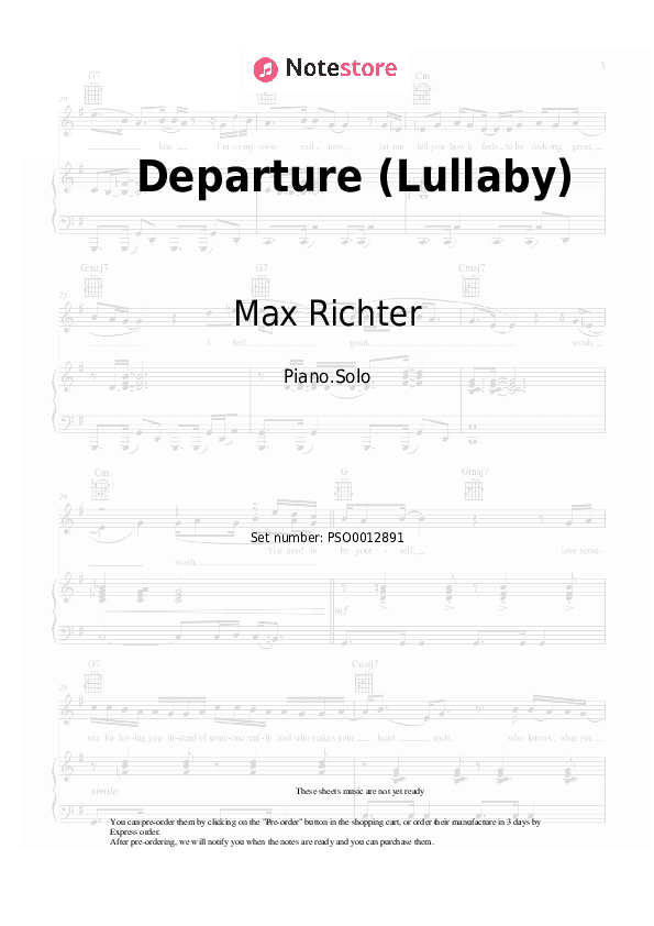 Departure (Lullaby) - Max Richter Piano Sheet Music - Piano.Solo