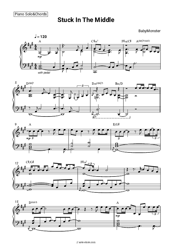 Stuck In The Middle - BabyMonster Piano Sheet Music and Chords - Piano.Solo&Chords