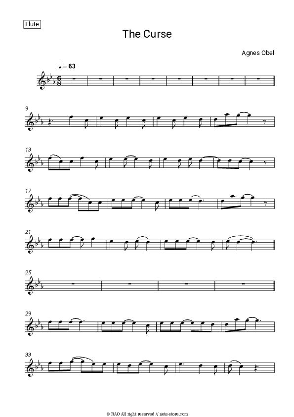 The Curse - Agnes Obel Flute Sheet Music - Flute