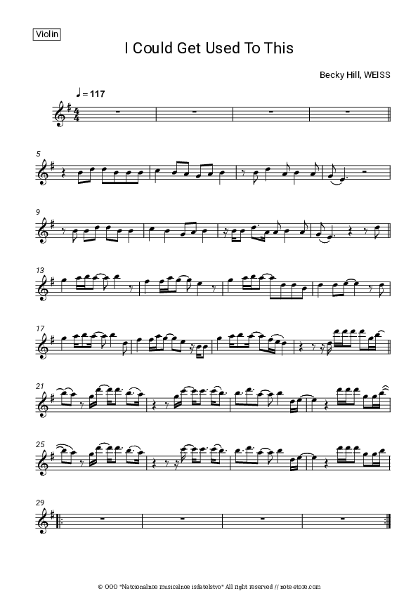 I Could Get Used To This - Becky Hill, Weiss Violin Sheet Music - Violin