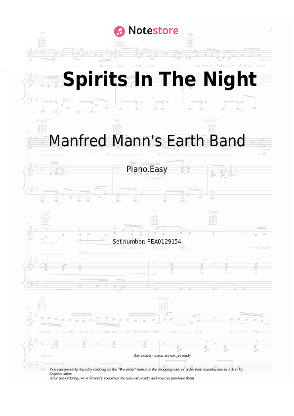 Spirits In The Night - Manfred Mann's Earth Band Piano Sheet Music Easy - Piano.Easy