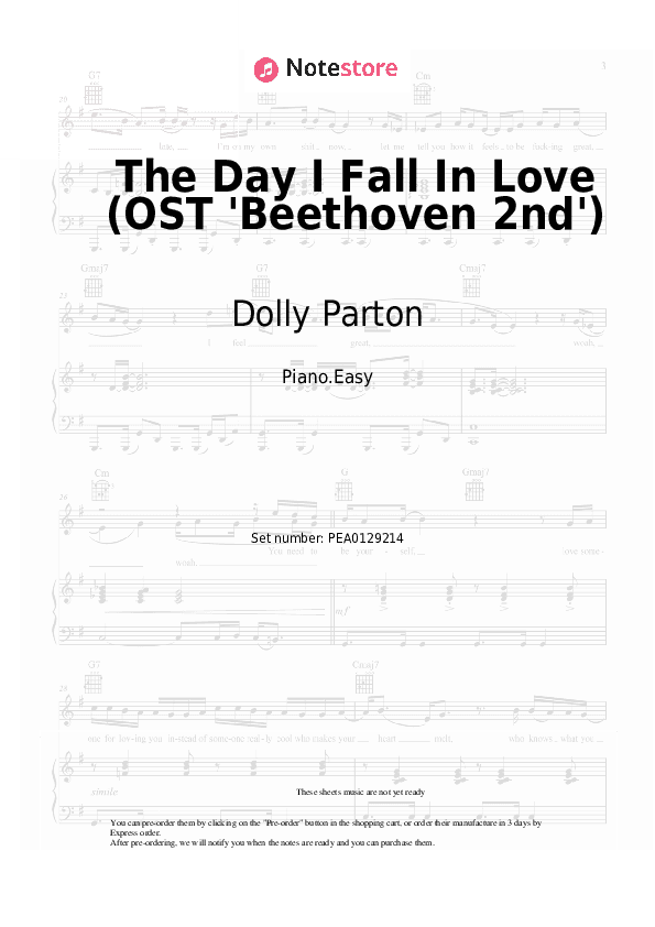 The Day I Fall In Love (OST 'Beethoven 2nd') - Dolly Parton, James Ingram Piano Sheet Music Easy - Piano.Easy
