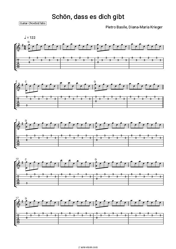 Schön, dass es dich gibt - Pietro Basile, Diana-Maria Krieger Chords and Tabs - Guitar.Chords&Tabs