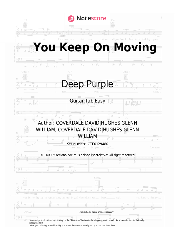 You Keep On Moving - Deep Purple Tabs Easy - Guitar.Tab.Easy