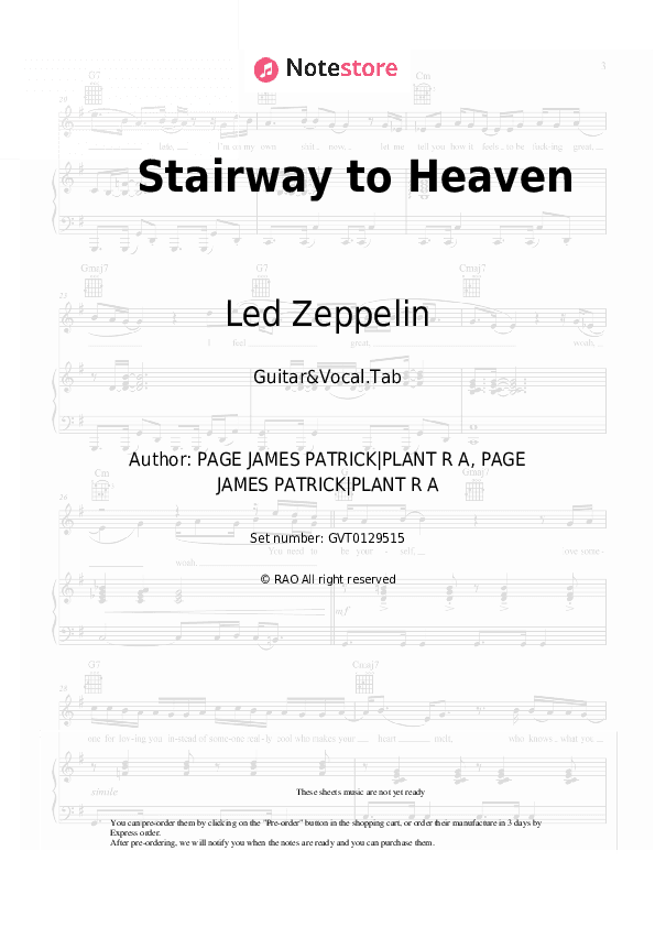 Stairway to Heaven - Led Zeppelin Chords and Voice - Guitar&Vocal.Tab
