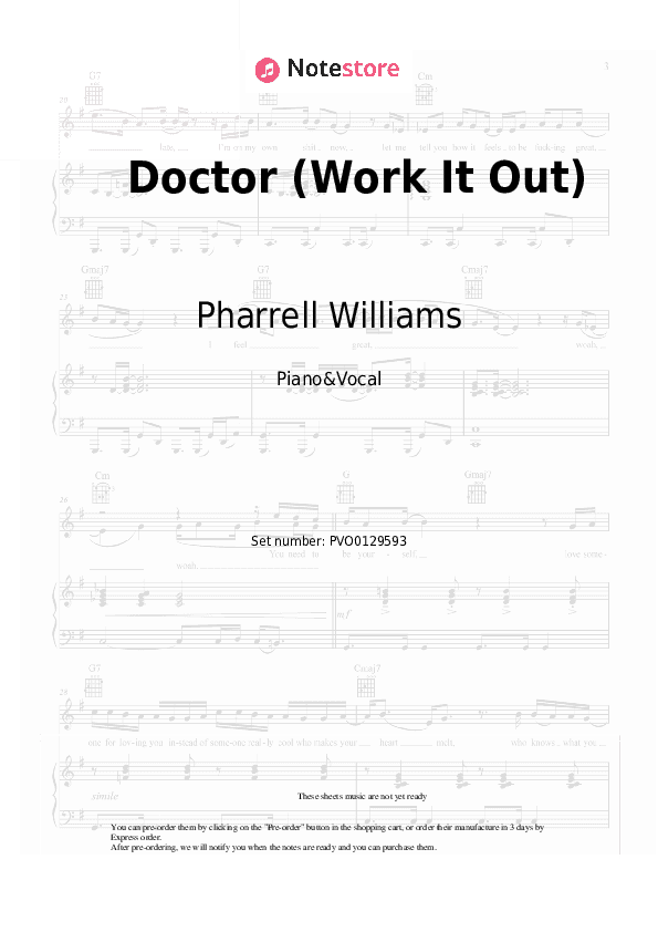 Doctor (Work It Out) - Pharrell Williams, Miley Cyrus Piano Sheet Music with the Voice part - Piano&Vocal