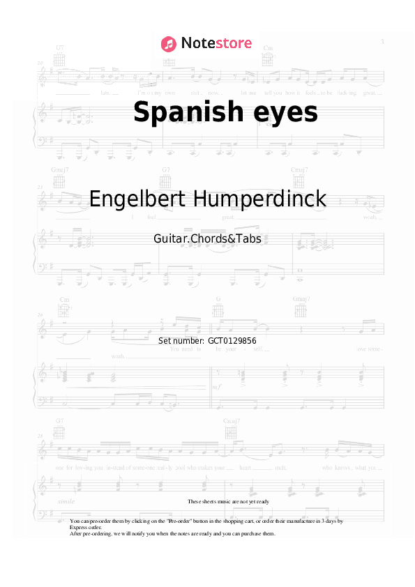 Spanish eyes - Engelbert Humperdinck Chords and Tabs - Guitar.Chords&Tabs