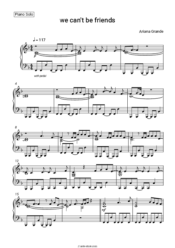 we can't be friends (wait for your love) - Ariana Grande Piano Sheet Music - Piano.Solo