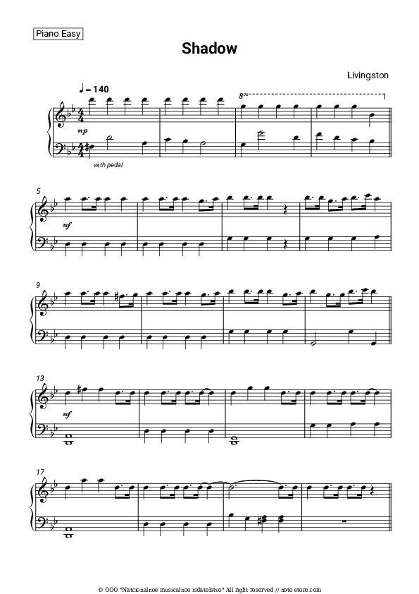 Shadow - Livingston Piano Sheet Music Easy - Piano.Easy