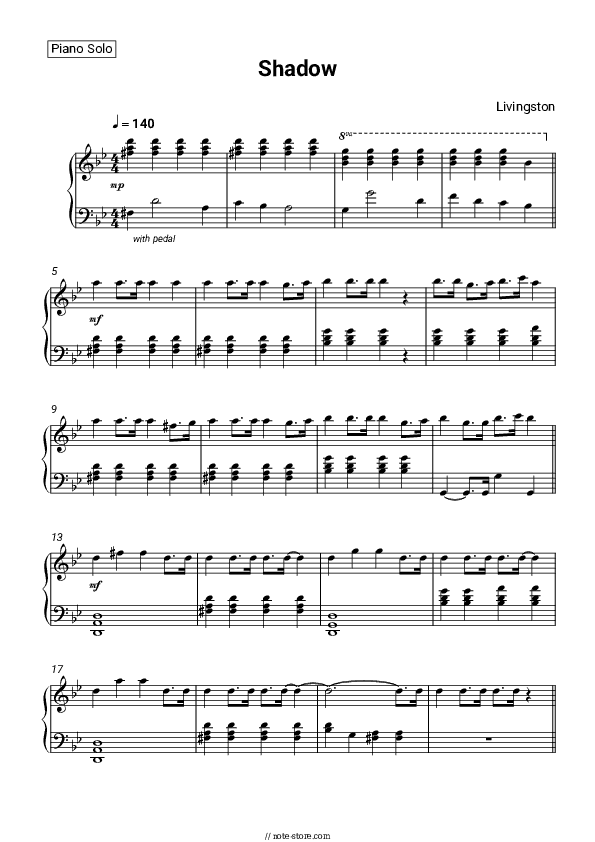 Shadow - Livingston Piano Sheet Music - Piano.Solo