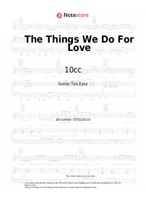The Things We Do For Love - 10cc Tabs Easy - Guitar.Tab.Easy
