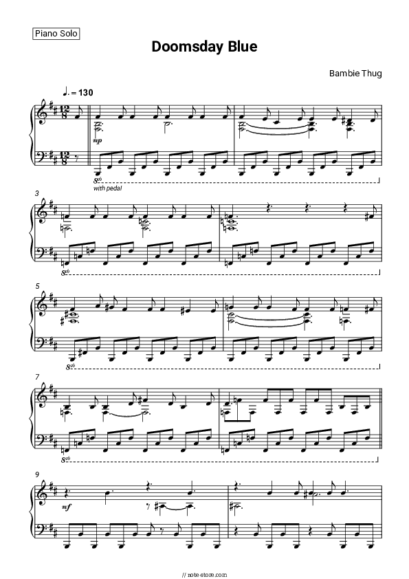 Doomsday Blue - Bambie Thug Piano Sheet Music - Piano.Solo