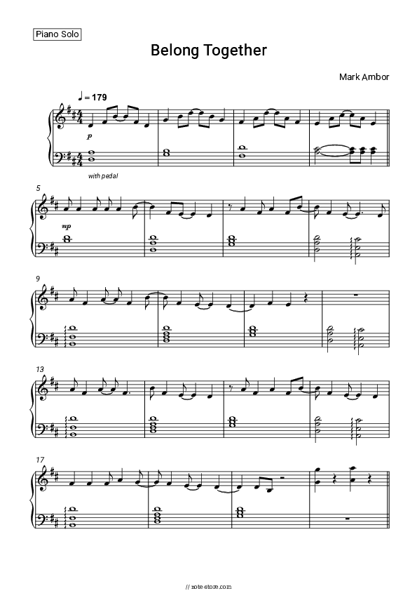 Belong Together - Mark Ambor Piano Sheet Music - Piano.Solo