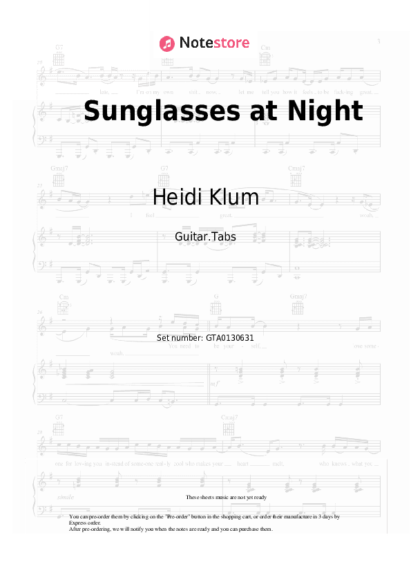 Sunglasses at Night - Heidi Klum Tabs - Guitar.Tabs