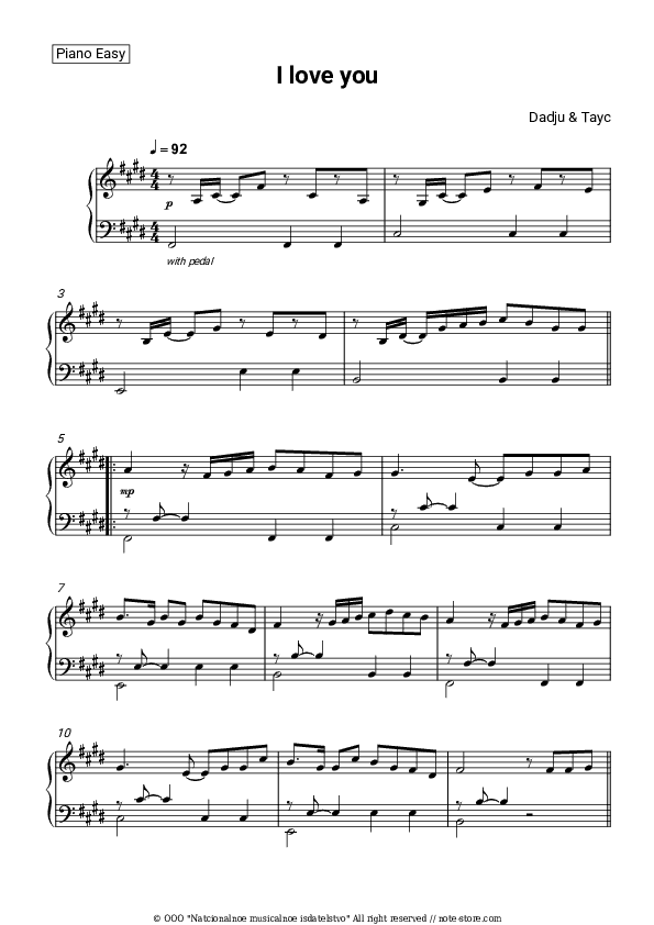 I love you - Dadju, Tayc Piano Sheet Music Easy - Piano.Easy